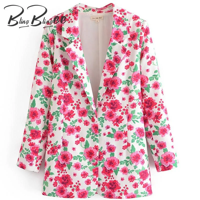 BlingBlingee Floral Print Casual Blazers Spring Summer Long Sleeve Single Breasted Women Suit Jackets Female Tops Hoodie Zip-Up Jacket Button-Up Jacket BlingBlingee Floral Print Casual Blazers Spring Summer Long Sleeve Single Breasted Women Suit Jackets Female Tops Hoodie Zip-Up Jacket Button-Up Jacket