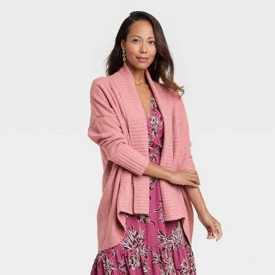 Women's Open Cardigan Knox Rose Solid-Color Shawl Collar High-Low Hem Long Sleeve Chenille Fabric Brocade Fabric Lace Fabric Women's Open Cardigan Knox Rose Solid-Color Shawl Collar High-Low Hem Long Sleeve Chenille Fabric Brocade Fabric Lace Fabric