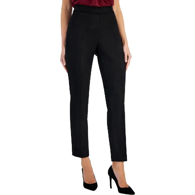 Kasper Womens Petites Solid Faux Suede Straight Leg Pants Cozy Lounge Pants