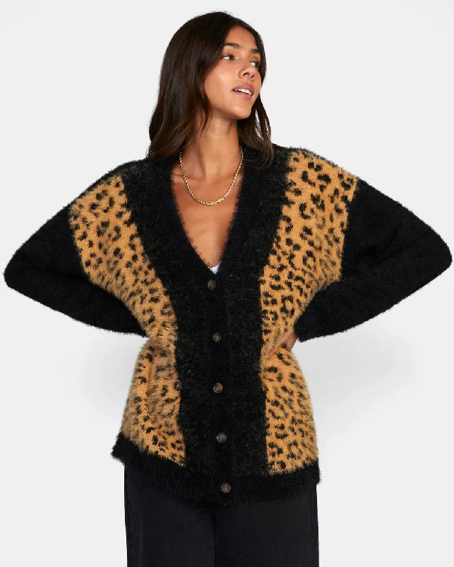 Here We Are Cardigan Sweater - Black Handmade Hand-knitted Hand-woven