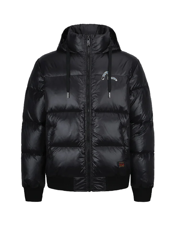 Kamon Brocade Appliqué Down Jacket Belted Jacket Elasticated Jacket Padded Jacket