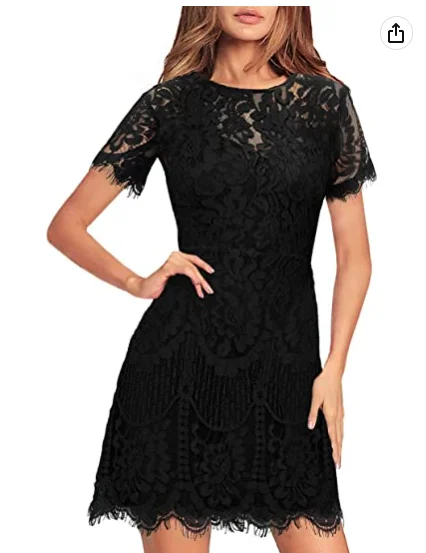 Women's Elegant Round Neck V-Back Wedding Guest Floral Lace Cocktail Party A Line Dress Black Party Dress c2685 Tunics Top rated Women's Elegant Round Neck V-Back Wedding Guest Floral Lace Cocktail Party A Line Dress Black Party Dress c2685 Tunics Top rated