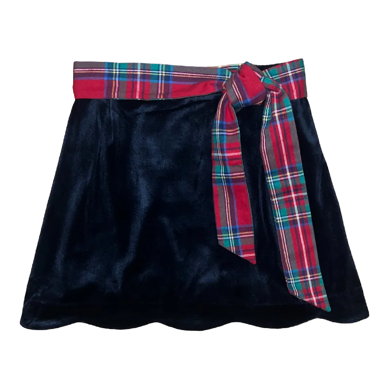 Seabrook Island Scalloped Skirt- Bulls Bay Blue Velvet belted skirt waist