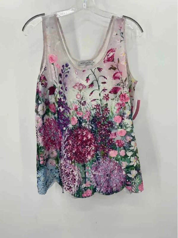 Pre-Owned Misslook Purple Size Medium Floral Tank Top strapless tank top