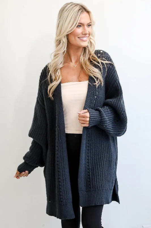 FINAL SALE - Everyday Design Navy Sweater Cardigan Tailored Straight A-Line