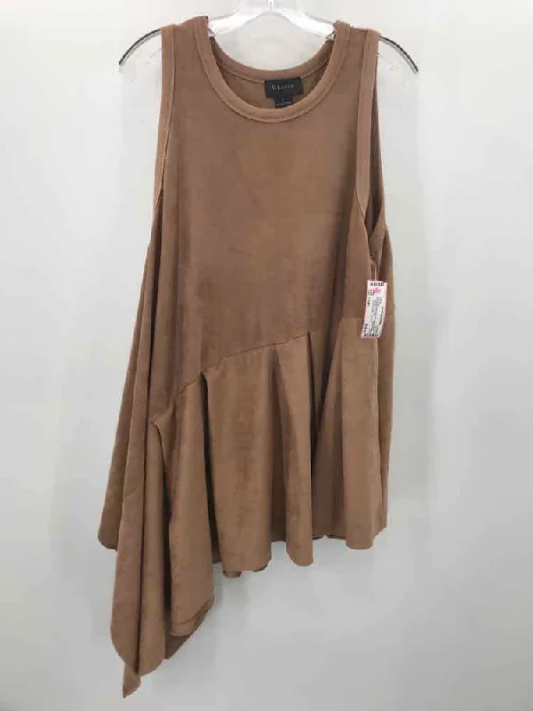 Pre-Owned Gracia Brown Size Large Tunic Tank Top seamless tank top
