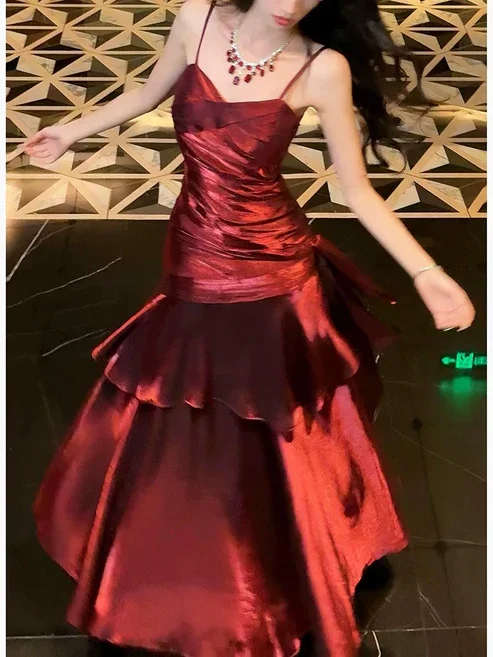 Charming Wine Red Spaghetti Straps Long Party Dress Birthday Outfits DP3950 Tunics Custom made Charming Wine Red Spaghetti Straps Long Party Dress Birthday Outfits DP3950 Tunics Custom made