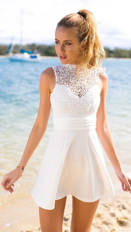 White Lace Fashion Homecoming Dress,Sexy Party Dress C1885 Tunics Gym athletic