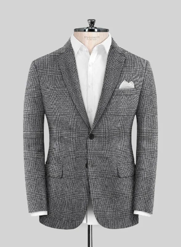 Caccioppoli Alage Glen Gray Wool Jacket Knit Fabric Woven Fabric Fleece Fabric
