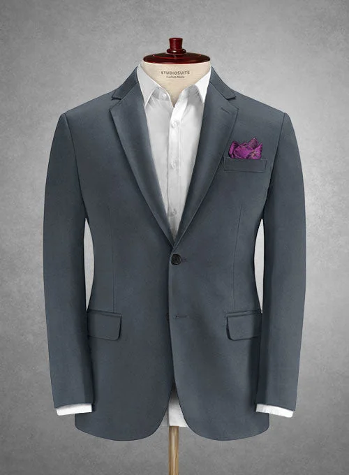 Caccioppoli Cotton Drill Gray Jacket Stand-Up Collar Roll-Neck Collar Turtle Neck