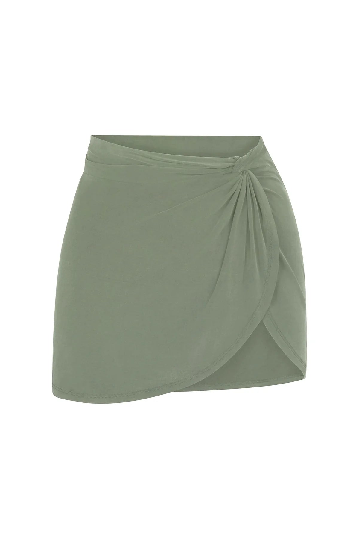 Knot Draped Mini Skirt - Sage corduroy skirt cozy