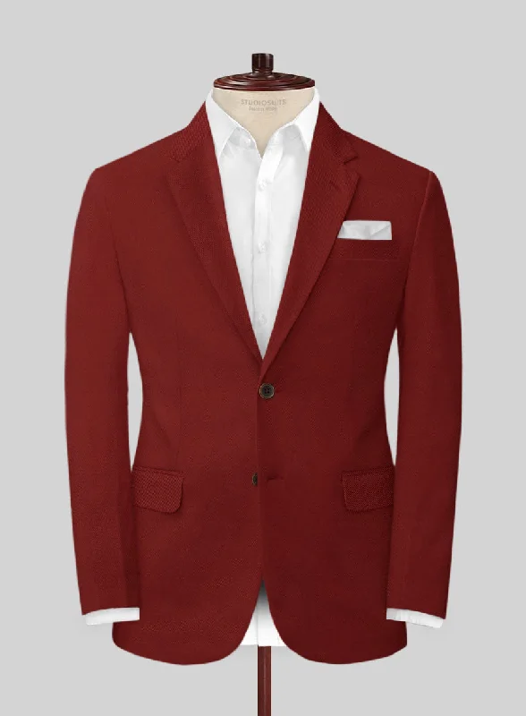 Loro Piana Red Cotton Jacket Stand-Up Collar Roll-Neck Collar Turtle Neck