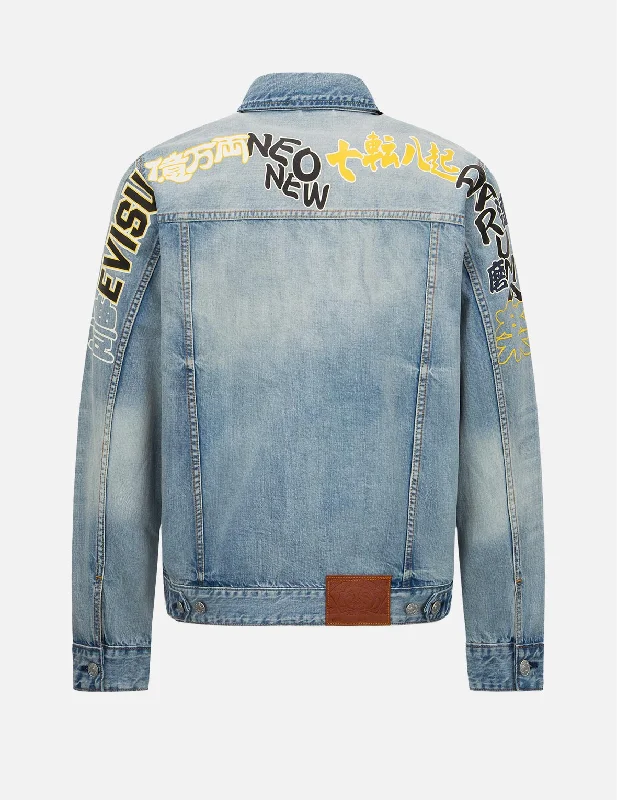 Slogan Daicock Print Denim Jacket Jacket Blazer Coat