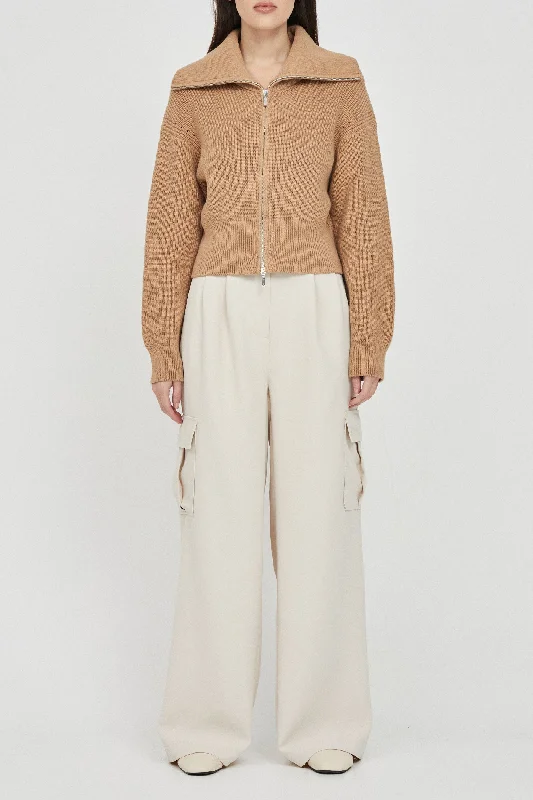 The Cotton Double Zip Cardigan Hooded Caped Shawl Collar
