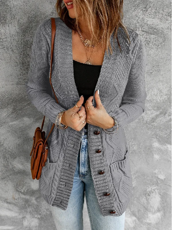 Button-Front Cardigan Glossy Satin Silk