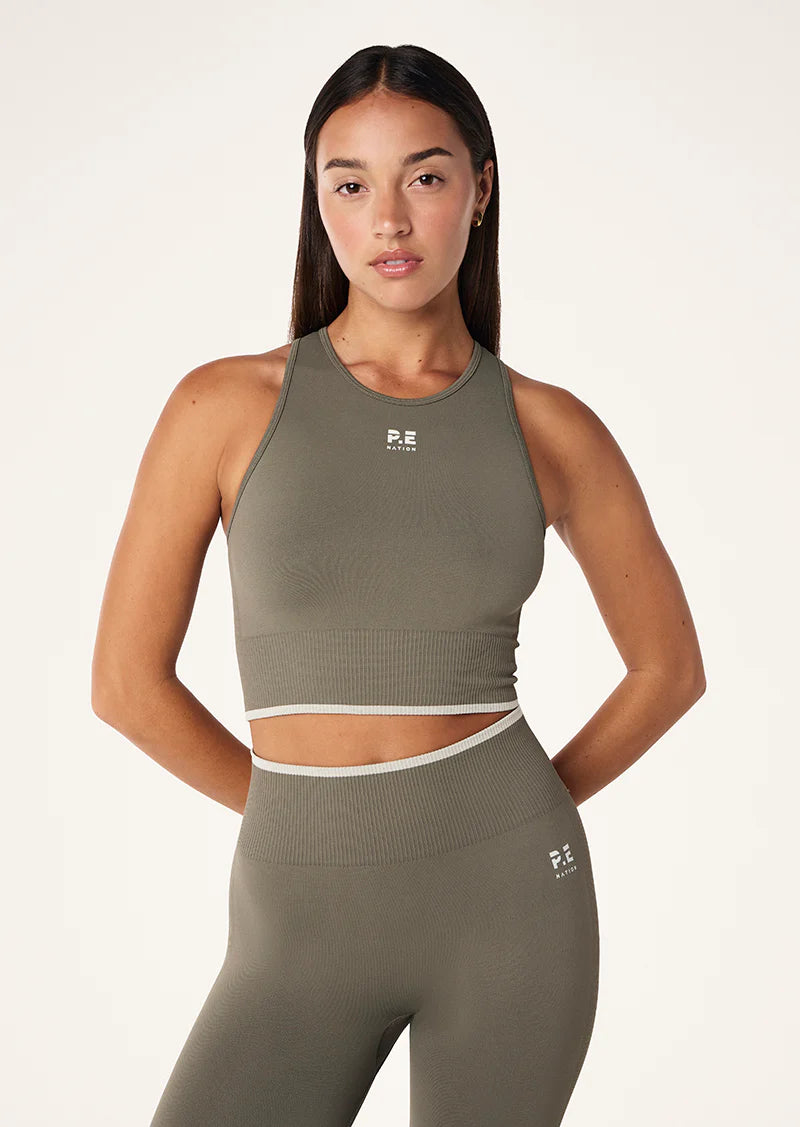 Women's P.E Nation Khaki Restore Seamless Tank fitted tank top