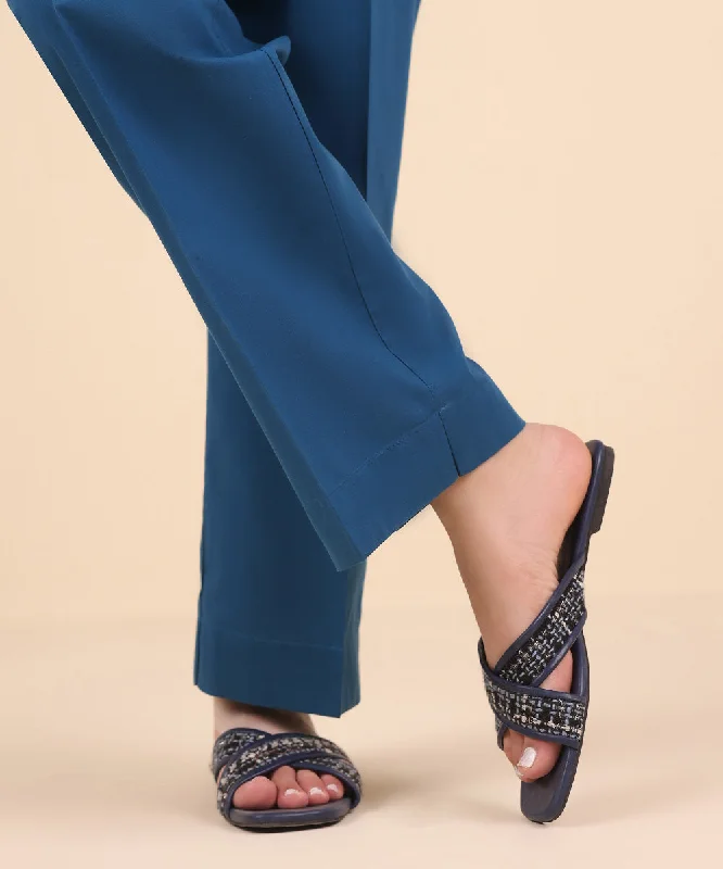 Solid Cambric Straight Pants Formal Wide-Leg Pants