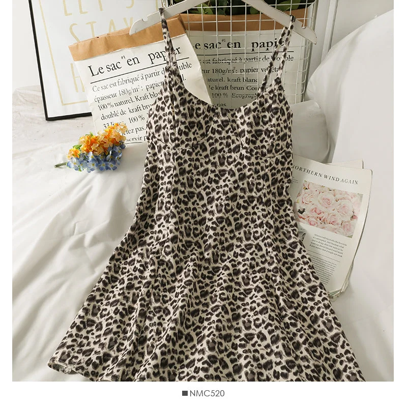 Han Fan retro leopard print high waist suspender short skirt female  2705 patchwork skirt art