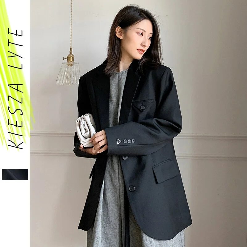 Black blazer 2022 autumn casual loose long sleeve oversize blazers for women jackets femme outfit Tailored Jacket Straight Jacket A-Line Jacket Black blazer 2022 autumn casual loose long sleeve oversize blazers for women jackets femme outfit Tailored Jacket Straight Jacket A-Line Jacket