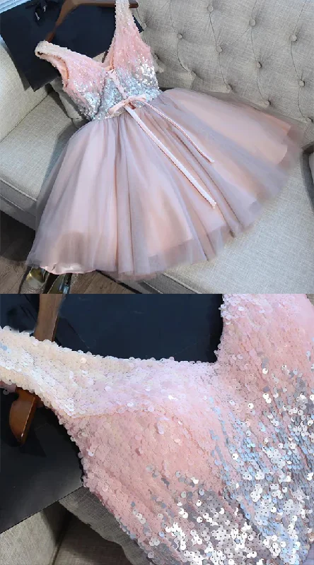 Sequined V-neck Tulle Homecoming Dress Sexy Shining Short Party Dress c3316 Tunics Fall fleece Sequined V-neck Tulle Homecoming Dress Sexy Shining Short Party Dress c3316 Tunics Fall fleece