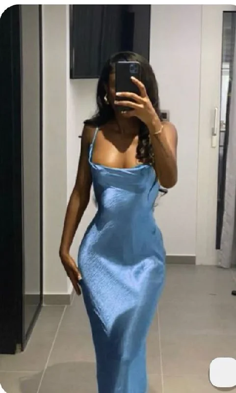 Blue Square Neck Straps Backless Black Girl Long Party Dress, DP3705 sweetheart Neckline Romantic Blue Square Neck Straps Backless Black Girl Long Party Dress, DP3705 sweetheart Neckline Romantic