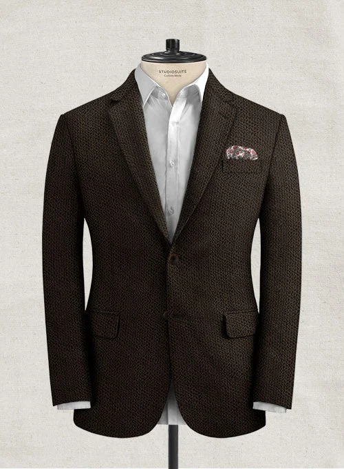Solbiati Dark Brown Seersucker Jacket Front Pockets Side Pockets Patch Pockets