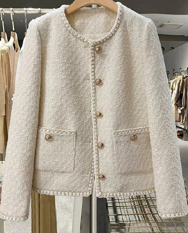Woolen Short Tweed Jacket Women Wool Jacket Cashmere Jacket Tweed Jacket