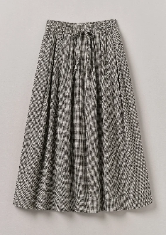 Crinkle Cotton Gingham Skirt | Ecru/Multi patchwork skirt art