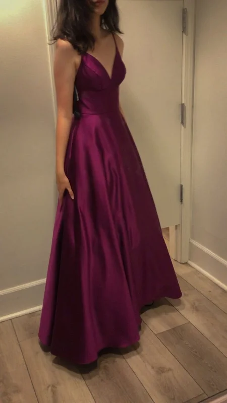 Purple V Neck A-Line Satin Simple Long Evening Party Dress DP3880 Tunics Floral girly Purple V Neck A-Line Satin Simple Long Evening Party Dress DP3880 Tunics Floral girly