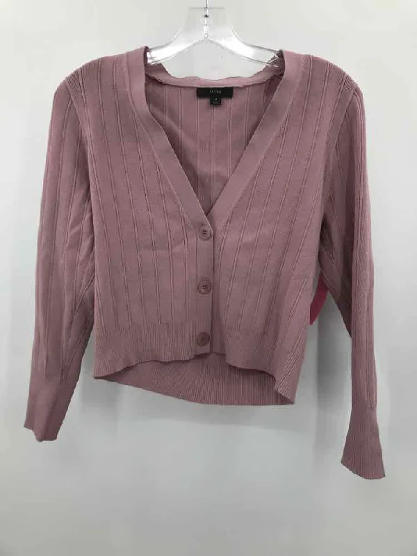 Pre-Owned J Crew Pink Size Medium Cardigan Sweater Embroidered Appliqued Beaded