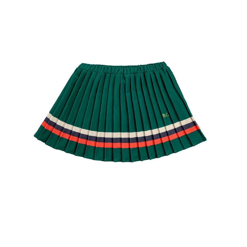Stripes Pleated Woven Skirt midi skirt versatile