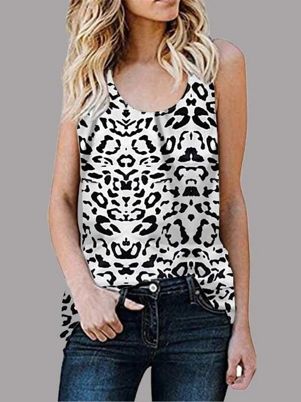 Casual Leopard Print Tank glitter tank top