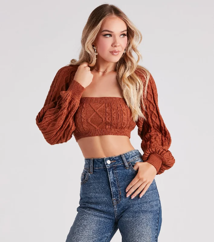 Call Me Cutie Cable Knit Cardigan Front Pockets Side Pockets Patch Pockets