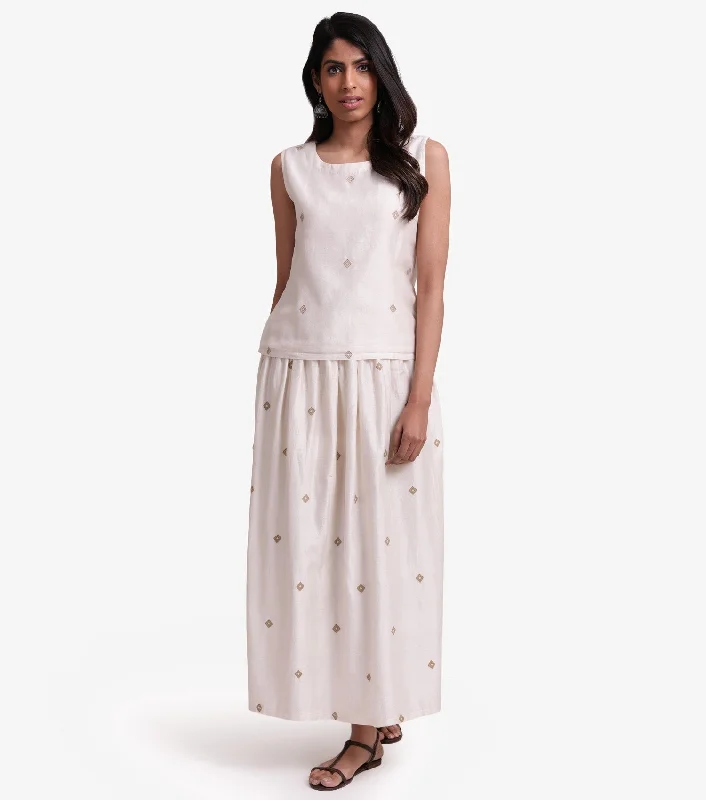 Natural Chanderi Patchwork skirt leather skirt bold
