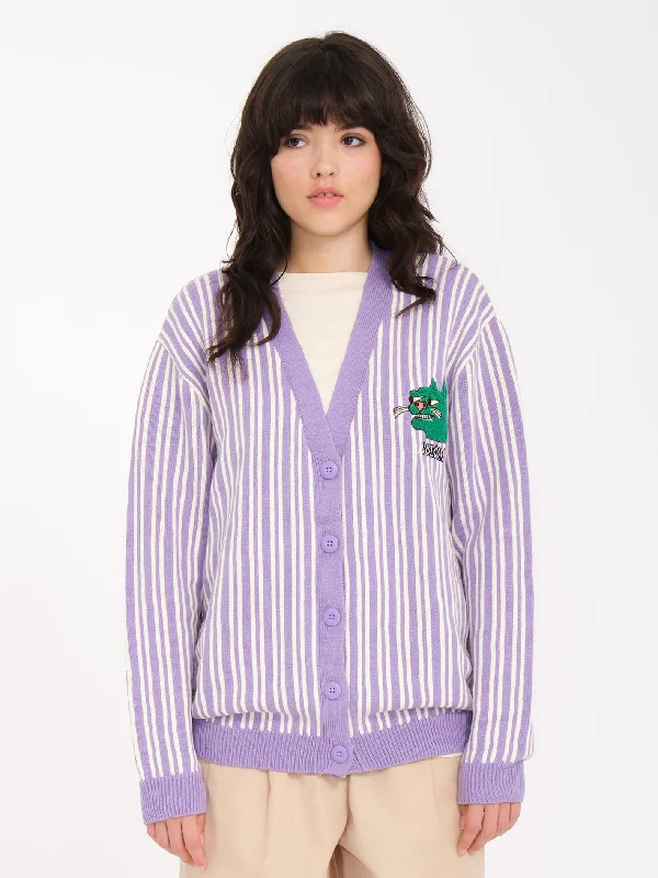 Nando Von Arb Cardigan - PAISLEY PURPLE Collared Crew Neck Turtle Neck