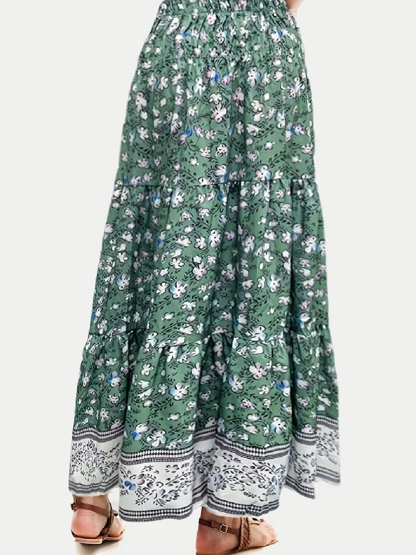 NEW LIFE: Full Size Tiered Printed Elastic Waist Skirt leather skirt modern