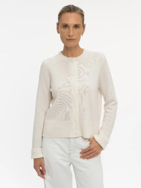 THE LINDA CARDIGAN | ICE WHITE Fitted Slim Tailored