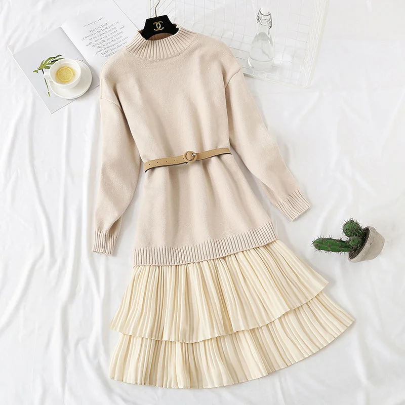 Medium and long suspender with bottom pleated wool skirt over the knee 2461 cashmere skirt soft Medium and long suspender with bottom pleated wool skirt over the knee 2461 cashmere skirt soft