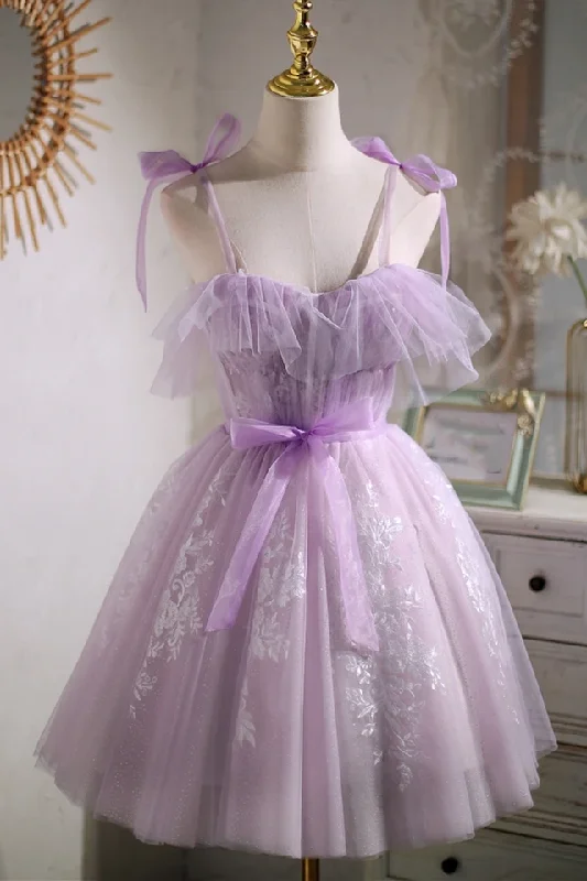Sweet Purple A-line Short Party Dress with Ribbon c2572 Off-the-shoulder Bohemian Festive Sweet Purple A-line Short Party Dress with Ribbon c2572 Off-the-shoulder Bohemian Festive