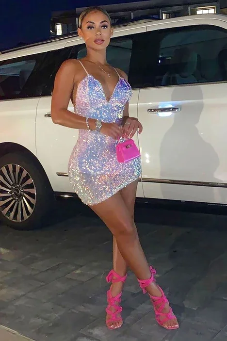 Shine Sequin Mini Dress Blush Pink Party Dress  c3277 Bodycon Fitted Nightout