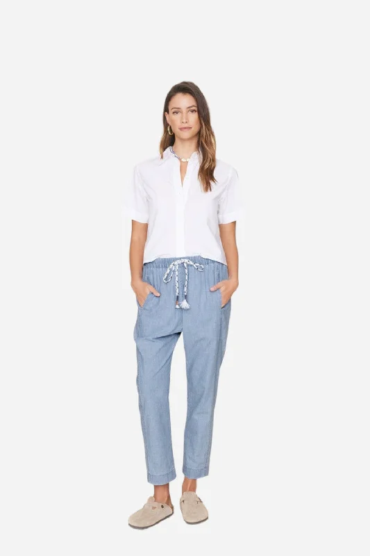 Xirena Draper Pants in Dusty Blue Chic Faux Leather Pants