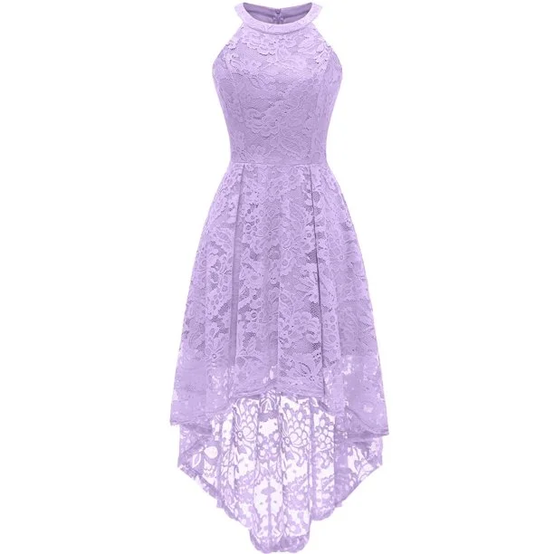 Women's Halter Hi-Lo Floral Christmas Lace Party Dresses c3224 Tunics Summer linen