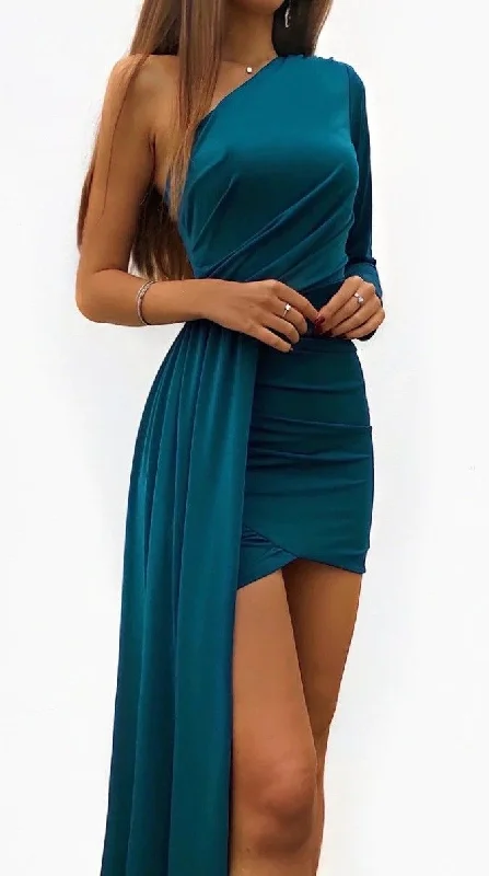 Sexy One Sleeve Party Dress,Cocktail Dress  cc628 Tunics Fashionable trendy