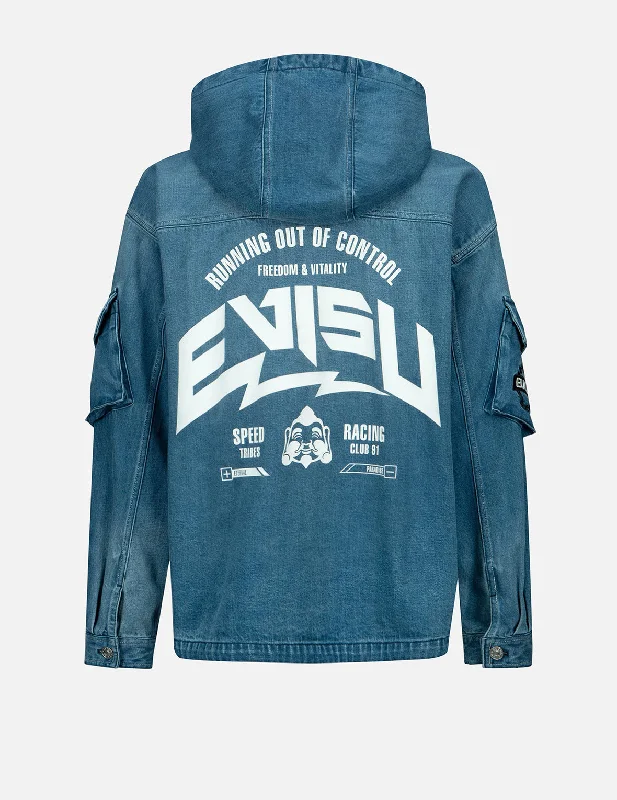 Seagull Embroidery Hooded Denim Jacket Cotton Jacket Linen Jacket Terry Jacket