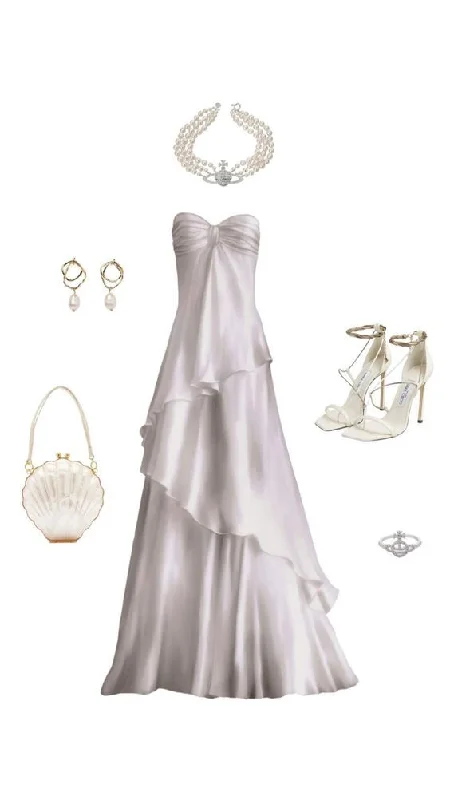 Simple White Strapless A Line Party Dress Long Prom Dress Evening Dress cc1438 Crew Neckline Casual Simple White Strapless A Line Party Dress Long Prom Dress Evening Dress cc1438 Crew Neckline Casual