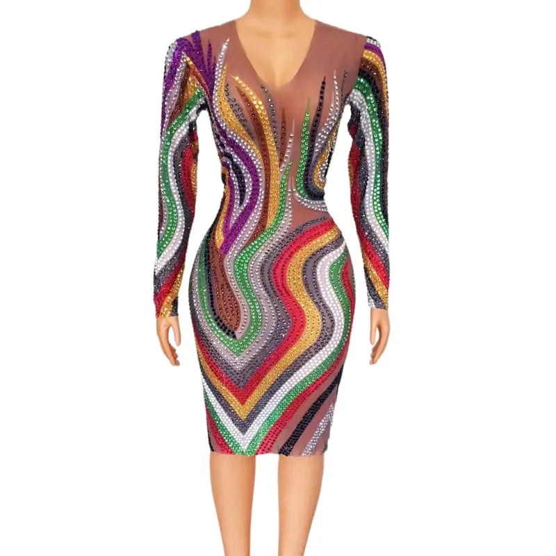 Saias Femininas See Through Mesh Colorful Rhinestone Birthday Wedding Party Dress Plus Size Women Banquet Prom Evening Dresses Tunics Timeless classic Saias Femininas See Through Mesh Colorful Rhinestone Birthday Wedding Party Dress Plus Size Women Banquet Prom Evening Dresses Tunics Timeless classic
