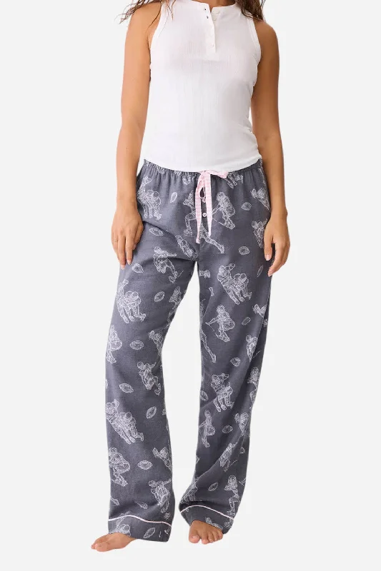 PJ Salvage Game Day Flannel Pants Charcoal Modern Stretch Trousers