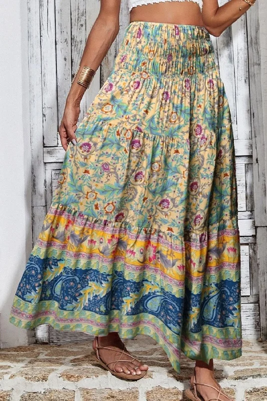 Printed Elastic Waist Skirt cashmere skirt soft