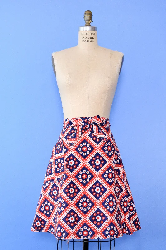 Flower Power Cotton Wrap Skirt M/L floral skirt print