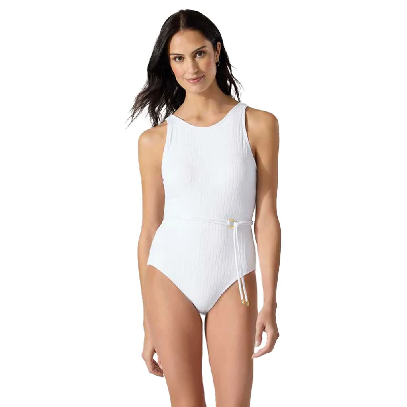 Tommy Bahama Cable Beach High Neck One Piece Swimsuit - White* Chic Swimsuit Cover-Up Tommy Bahama Cable Beach High Neck One Piece Swimsuit - White* Chic Swimsuit Cover-Up
